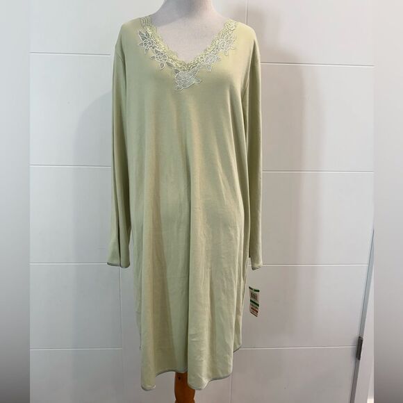 Charter Club Light Green Lace Trim Top nightgown size large - Picture 1 of 4